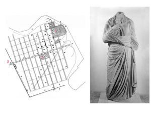 fig.1: Brindisi, planimetria della città in età romana: 1. arx, 2. area del Foro, 3. ingresso dalla via Appia (da Lippolis, Baldini Lippolis 1997) Fig. 1: Brindisi, planimetry of the city at Roman age. 1. Arx. 2. Forum area. 3. Entrance in via Appia