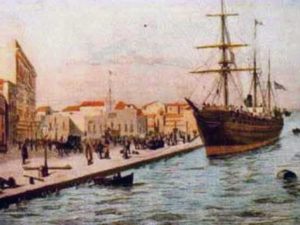 Fig. 1: una nave della Peninsular and Oriental Company ormeggiata davanti all’albergo